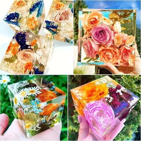 5pcs Large Deep Square Resin Mold Silicone, Epoxy Resin PouringMold DIY Box ResinSilicone Set Mold, Transparent Cube SiliconeMold for ResinCasting, Cup Shaped Candle in Saudi Arabia