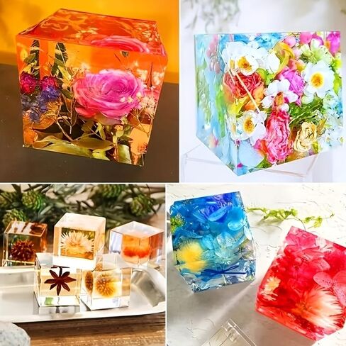 5pcs Large Deep Square Resin Mold Silicone, Epoxy Resin PouringMold DIY Box ResinSilicone Set Mold, Transparent Cube SiliconeMold for ResinCasting, Cup Shaped Candle in Saudi Arabia