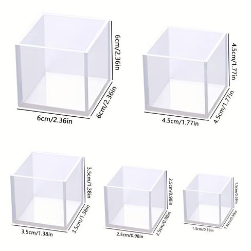 5pcs Large Deep Square Resin Mold Silicone, Epoxy Resin PouringMold DIY Box ResinSilicone Set Mold, Transparent Cube SiliconeMold for ResinCasting, Cup Shaped Candle in Saudi Arabia
