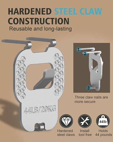 20Pcs New Drywall Picture Hangers : Wall Picture Frame Hangers 44Ib - No Damage Heavy Duty Wall Hanger for Art exhibitions, Photographs, Posters, Offices, Christmas Decorations, and Other Settings. in Saudi Arabia