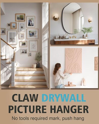 20Pcs New Drywall Picture Hangers : Wall Picture Frame Hangers 44Ib - No Damage Heavy Duty Wall Hanger for Art exhibitions, Photographs, Posters, Offices, Christmas Decorations, and Other Settings. in Saudi Arabia
