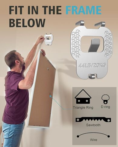 20Pcs New Drywall Picture Hangers : Wall Picture Frame Hangers 44Ib - No Damage Heavy Duty Wall Hanger for Art exhibitions, Photographs, Posters, Offices, Christmas Decorations, and Other Settings. in Saudi Arabia
