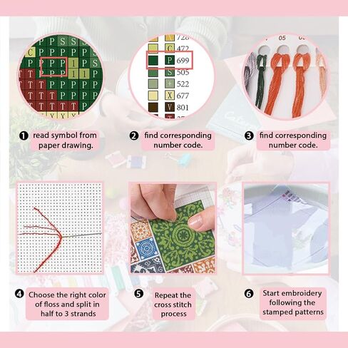 FREEBLOSS 11CT Tile Stamped Cross Stitch Kits Full Embroidery Kits with Instruction Cross Stitch Wall Hanging Kit for Needlepoint Adults Wall Art Decoration 18x18in/45x45cm in Saudi Arabia