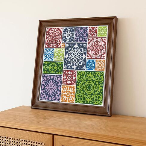 FREEBLOSS 11CT Tile Stamped Cross Stitch Kits Full Embroidery Kits with Instruction Cross Stitch Wall Hanging Kit for Needlepoint Adults Wall Art Decoration 18x18in/45x45cm in Saudi Arabia