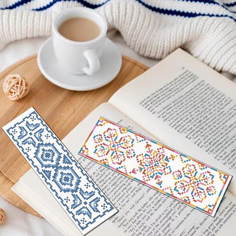freebloss 12pcs عبر غرزة المرجعية عدة للمبتدئين الكبار النمط التقليدي مختوم التطريز المرجعية مجموعات الإشارات المرجعية الحرفية مع تعليمات 11CT 8''x2.4'' in Saudi Arabia