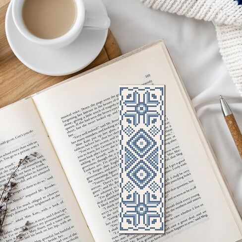 freebloss 12pcs عبر غرزة المرجعية عدة للمبتدئين الكبار النمط التقليدي مختوم التطريز المرجعية مجموعات الإشارات المرجعية الحرفية مع تعليمات 11CT 8''x2.4'' in Saudi Arabia