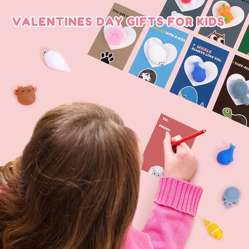 هدايا عيد الحب للأطفال - 24 عبوة من ألعاب موتشي سكويشيز مع بطاقات، هدايا تبادل هدايا الفصول الدراسية لعيد الحب، هدايا الحفلات، ألعاب فيدجيت القابلة للتمدد، ألعاب الضغط للأولاد والبنات in Kuwait