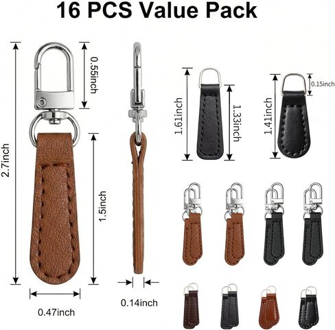 ZJO سحاب سحب بديل قابل للفصل 16 قطعة طقم إصلاح سحاب جلدي للأمتعة وحقائب الظهر والسترات والمحافظ والمثبت العالمي بألوان متنوعة in Kuwait