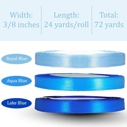 72 Yards Blue Ribbon Set: Dusty and Light Blue Ribbon 3/8 Inch x 3 Rolls for Crafts, Gift Wrapping, Floral Bouquets, Weddings, and Decorations in Saudi Arabia