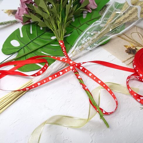 50 Yards Red Love Heart Ribbon Gift Wrap Ribbon Flower Crafts Decoration Supplies for Valentine's Day Birthday Wedding in Saudi Arabia