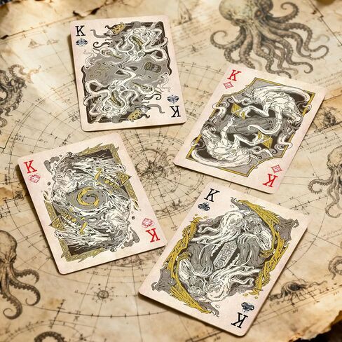 أوراق اللعب، بطاقات البوكر ذات الطراز القديم، بطاقة لعب سلسلة Cthulhu Myth، تصميم بنمط مضاد للانزلاق على الوجهين، مناسبة للتجميع والهدايا، والهالوين، وعيد الشكر، (نحاسي) in Kuwait