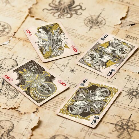 أوراق اللعب، بطاقات البوكر ذات الطراز القديم، بطاقة لعب سلسلة Cthulhu Myth، تصميم بنمط مضاد للانزلاق على الوجهين، مناسبة للتجميع والهدايا، والهالوين، وعيد الشكر، (نحاسي) in Kuwait