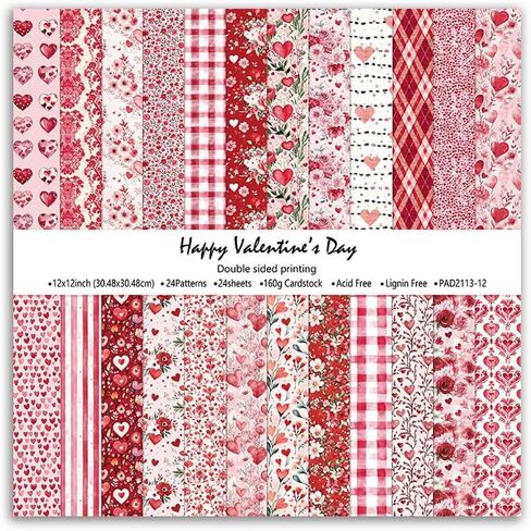 Valentine's Day Scrapbook Paper 12×12 :Double-Sided Pink Love Floral Origami Papers Pad Patterned Craft paper for Kids DIY Cardmaking journaling Scrapbooking Junk Journal Papers 24 Sheets. in Saudi Arabia