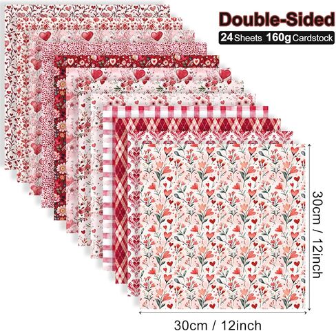 Valentine's Day Scrapbook Paper 12×12 :Double-Sided Pink Love Floral Origami Papers Pad Patterned Craft paper for Kids DIY Cardmaking journaling Scrapbooking Junk Journal Papers 24 Sheets. in Saudi Arabia