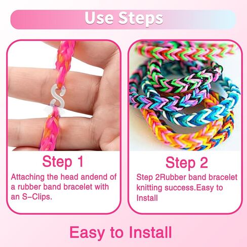 1000 قطعة من مشابك الشريط المطاطي للأساور المنوال، مجموعة أساور مطاطية مع مشابك وموصلات، صناعة الأساور بنفسك، مشابك بلاستيكية شفافة لحرف الأطفال والكبار in Kuwait