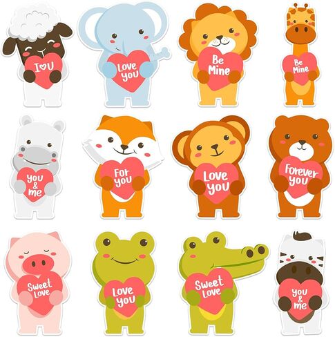 60PCS Valentine’s Day Cutouts for Bulletin Board Decoration, Valentines Animals with Heart Paper Cutouts for Valentines Day DIY Craft Wedding Party Classroom Office Wall Decoration in Saudi Arabia