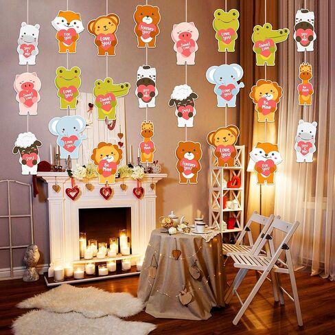 60PCS Valentine’s Day Cutouts for Bulletin Board Decoration, Valentines Animals with Heart Paper Cutouts for Valentines Day DIY Craft Wedding Party Classroom Office Wall Decoration in Saudi Arabia