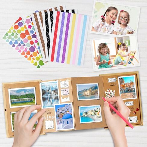 ألبوم قصاصات الأكورديون، صفحات ورق كرافت بنية مع ملحقات DIY، مجموعة ألبومات صور فارغة صغيرة، 6 × 8 بوصة سجل قصاصات DIY للأم وحفلات الزفاف والسفر في الذكرى السنوية للعائلة in Kuwait