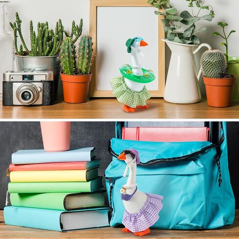 30Pcs Desk Goose Outfits 7inch Mini Goose Summer Colorful Clothes with Dress Bikini Swimming Rings Sunglasses Hats, Small Desk Duck Accessory for Magnetic Funny Geese Outdoor Statue Decor in Kuwait