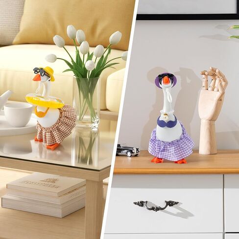30Pcs Desk Goose Outfits 7inch Mini Goose Summer Colorful Clothes with Dress Bikini Swimming Rings Sunglasses Hats, Small Desk Duck Accessory for Magnetic Funny Geese Outdoor Statue Decor in Kuwait
