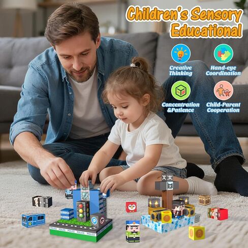 100 PCS Kids Magnetic Building Blocks, Police Station and Pirate Ship Theme, Educational Construction Toy Set, Creative Learning Playset in Saudi Arabia
