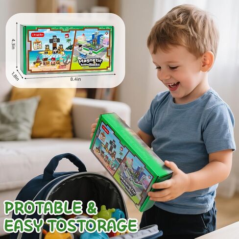 100 PCS Kids Magnetic Building Blocks, Police Station and Pirate Ship Theme, Educational Construction Toy Set, Creative Learning Playset in Saudi Arabia