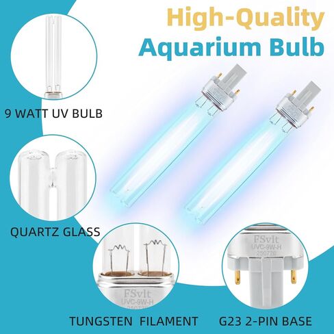 9W UV Light Bulb for Fish Tank, Outdoor Pond - Aquarium G23 Base UVC Clarifier Lamp Compatible with JUP-01 UVE9 CF400 CF500 UVCP-9 in Saudi Arabia