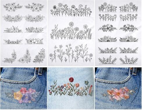 26 Pcs Embroidery Patterns, Floral Designs Water Soluble Embroidery Patterns, Sewing Accessories, Stick and Stitch Designs for Craft Enthusiasts Sewing in Saudi Arabia