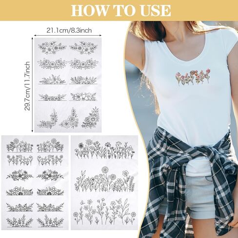 26 Pcs Embroidery Patterns, Floral Designs Water Soluble Embroidery Patterns, Sewing Accessories, Stick and Stitch Designs for Craft Enthusiasts Sewing in Saudi Arabia