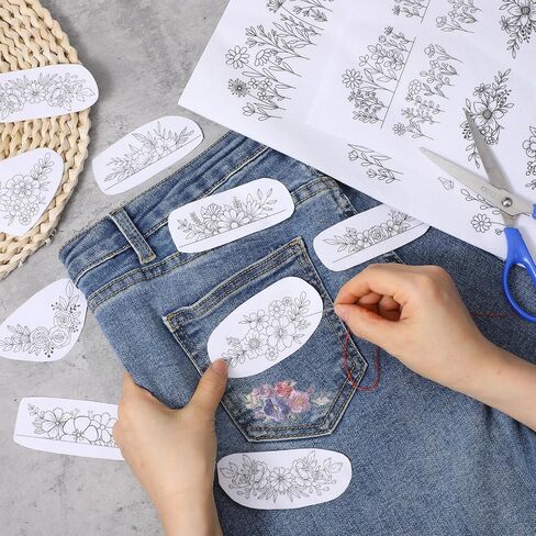 26 Pcs Embroidery Patterns, Floral Designs Water Soluble Embroidery Patterns, Sewing Accessories, Stick and Stitch Designs for Craft Enthusiasts Sewing in Saudi Arabia