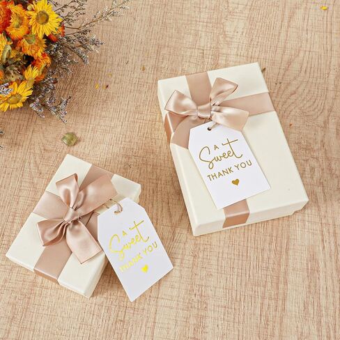 Ouligay 50Pcs Thank You Gift Tags with String, Gold Thank You Paper Gifts Tags, 2 x 3 Inches Gift Bags Party Favors Wedding Birthday Teacher Appreciation in Saudi Arabia