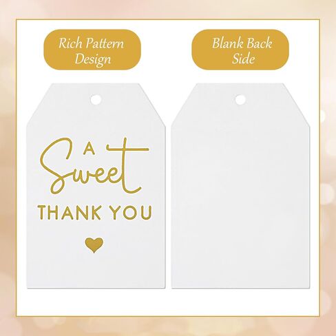 Ouligay 50Pcs Thank You Gift Tags with String, Gold Thank You Paper Gifts Tags, 2 x 3 Inches Gift Bags Party Favors Wedding Birthday Teacher Appreciation in Saudi Arabia