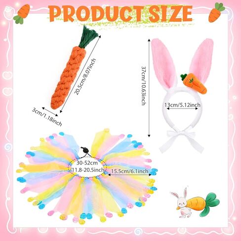 3 Pcs Dog Easter Bunny Costumes Dog Bunny Ears Headband Colorful Eggs Collar Carrot Rope Chew Toys for Easter Party Holiday Accessories in Saudi Arabia