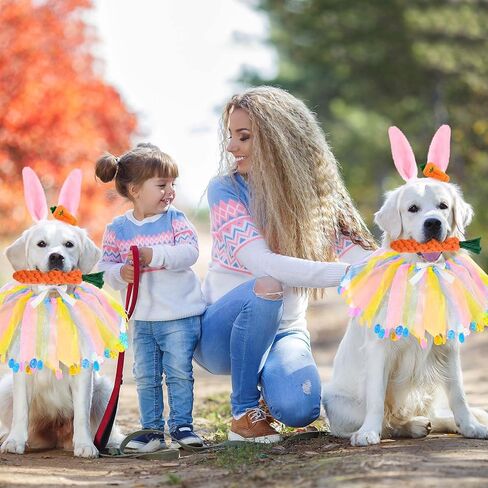3 Pcs Dog Easter Bunny Costumes Dog Bunny Ears Headband Colorful Eggs Collar Carrot Rope Chew Toys for Easter Party Holiday Accessories in Saudi Arabia