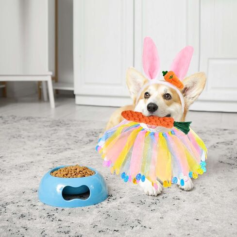 3 Pcs Dog Easter Bunny Costumes Dog Bunny Ears Headband Colorful Eggs Collar Carrot Rope Chew Toys for Easter Party Holiday Accessories in Saudi Arabia