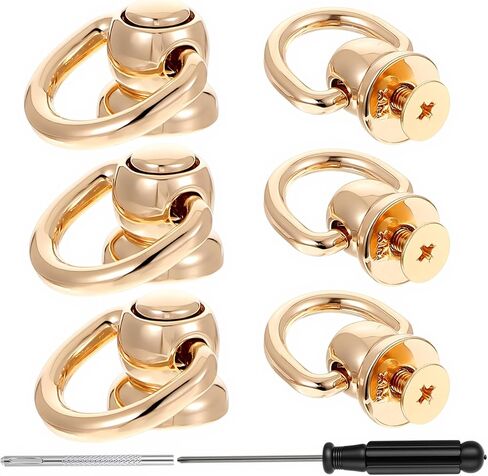 6 Sets D Ring Stud Screw Ball for Leather Purse 360° Rotatable D Rings for Purse Purses Hardware for Bag Making with Stud Screws&Installation Tools Leather Rivets for DIY Wallet in Saudi Arabia