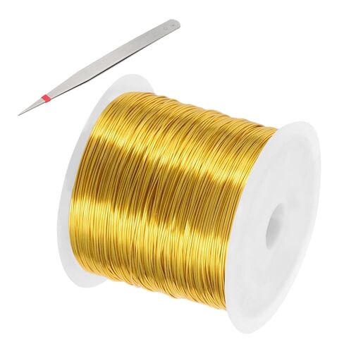 PATIKIL 24 Guage/ 0.5 mm 171 Feet Jewelry Craft Wire, Copper Beading Wire with Plier for Beading Jewelry Making Supplies Earrings Bracelets Accessories Sculptures Gardening, Gold in Saudi Arabia