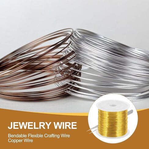 PATIKIL 24 Guage/ 0.5 mm 171 Feet Jewelry Craft Wire, Copper Beading Wire with Plier for Beading Jewelry Making Supplies Earrings Bracelets Accessories Sculptures Gardening, Gold in Saudi Arabia