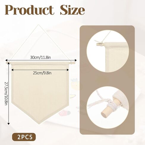 2PCS Canvas Banner, Wall Canvas Blanks for Embroidery, Pin Banner to Decorate with Wooden Dowel Fabric Diy Banners for Enamel Pins Lapels Buttons Badges Patches Collection, 26 x 30cm in Saudi Arabia