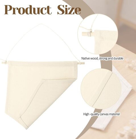 2PCS Canvas Banner, Wall Canvas Blanks for Embroidery, Pin Banner to Decorate with Wooden Dowel Fabric Diy Banners for Enamel Pins Lapels Buttons Badges Patches Collection, 26 x 30cm in Saudi Arabia