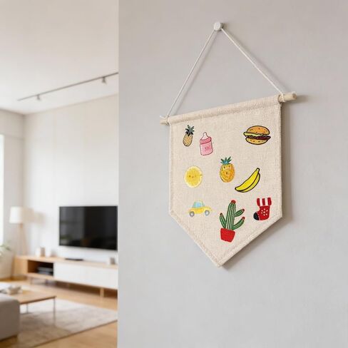 2PCS Canvas Banner, Wall Canvas Blanks for Embroidery, Pin Banner to Decorate with Wooden Dowel Fabric Diy Banners for Enamel Pins Lapels Buttons Badges Patches Collection, 26 x 30cm in Saudi Arabia