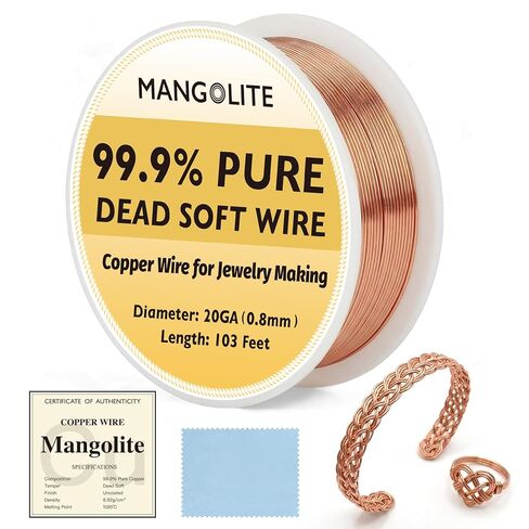 6-in-1 Jewelry Making Copper Wire Kit – Smart Value Pack with Polishing Cloth & COA – 99.9% Pure Bare Dead Soft & Skin Safe Copper Wire for Wrapping, Beading & Electroculture (18-28 Ga) in Saudi Arabia