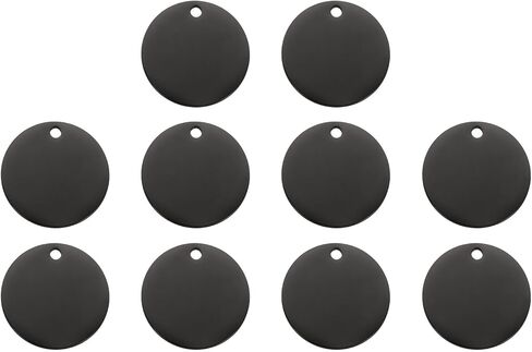 HARFINGTON 10 Pcs Round Blank Stamping Tag 30mm Stainless Steel Circle Polished Blanks Tag Pendants with Hole for Bracelet Crafts Labeling Making, Silver in Saudi Arabia