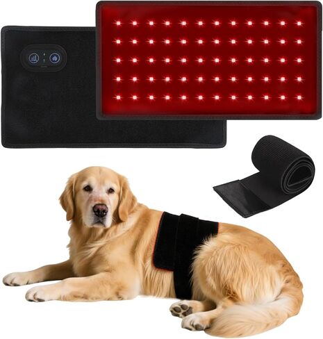 العلاج بالضوء الأحمر للكلاب، حزام العلاج بالضوء الأحمر القابل للارتداء لإصلاح جروح الحيوانات الأليفة، وتخفيف آلام المفاصل والظهر، 12.8 × 6.8 بوصة 660/850 نانومتر 80-LED in Kuwait