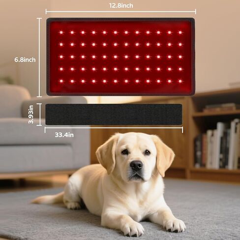 العلاج بالضوء الأحمر للكلاب، حزام العلاج بالضوء الأحمر القابل للارتداء لإصلاح جروح الحيوانات الأليفة، وتخفيف آلام المفاصل والظهر، 12.8 × 6.8 بوصة 660/850 نانومتر 80-LED in Kuwait