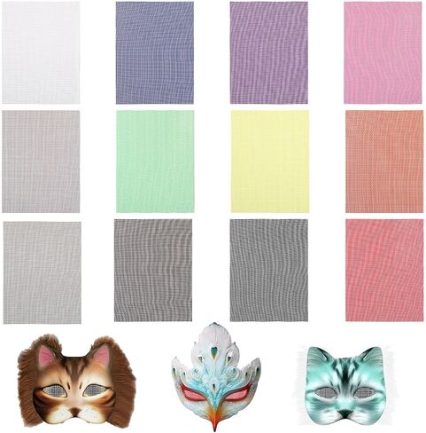 12 Color Plastic Cosplay Eye Mesh, 12 Pack 7.87 X 5.9 Inch Fursuit Eye Mesh See Through Blank DIY Therian Mask Kit Mask Meshs Sheets for Crafts Making, Furries Cosplay, Props, Home Decor Supplies in Saudi Arabia