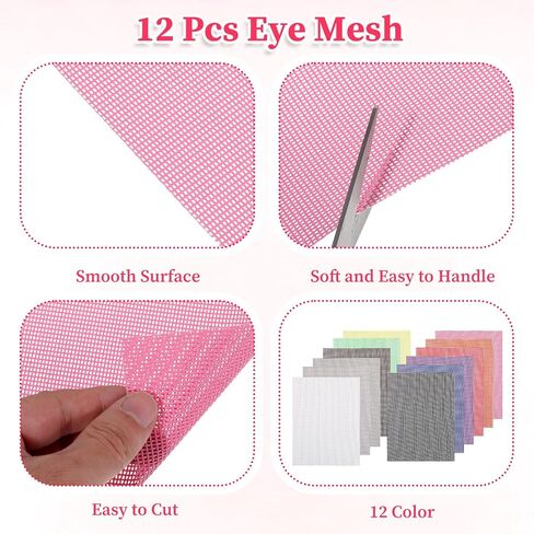 12 Color Plastic Cosplay Eye Mesh, 12 Pack 7.87 X 5.9 Inch Fursuit Eye Mesh See Through Blank DIY Therian Mask Kit Mask Meshs Sheets for Crafts Making, Furries Cosplay, Props, Home Decor Supplies in Saudi Arabia