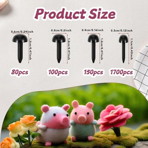 cobee 500 Pcs Eyes for Crochet Animals, Black Needle Felting Eyes 3mm/4mm/5mm/6mm Craft Eye, Plastic Eye for Bear Plush Animal Needle Felting Sewing DIY Crafts in Saudi Arabia