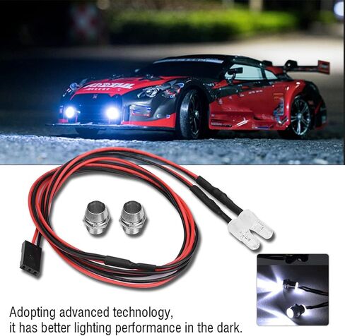 RC LED Light, 2PCS 5mm RC Taillight Headlights RC Accessory Headlamps for 1:10 Model Drift RC Car Truck Crawler Vehicle (No. 9 White Light) in Saudi Arabia