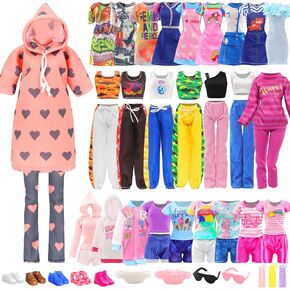 22 PCS Doll Sport Clothes and Accessories for 11.5 Inch Girl Doll Including 4 Fashion Dresses 6 Tops 6 Pants 5 Flat Shoes 2 Sunglasses 2 Shoulder Bag and 3 Water Cup in Saudi Arabia